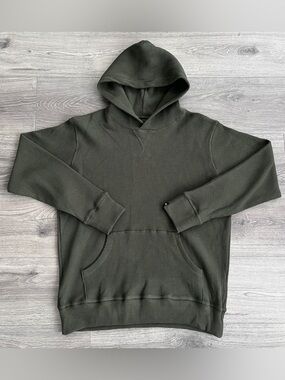 AMERICAN GIANT Mens Summit Waffle Knit Hoodie Medium Olive Green Cotton Casual